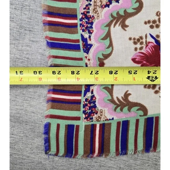 VTG  Glentex Women's Scarf  Floral Brilliant Colorful Design Frayed Edge No Tags - Picture 4 of 8